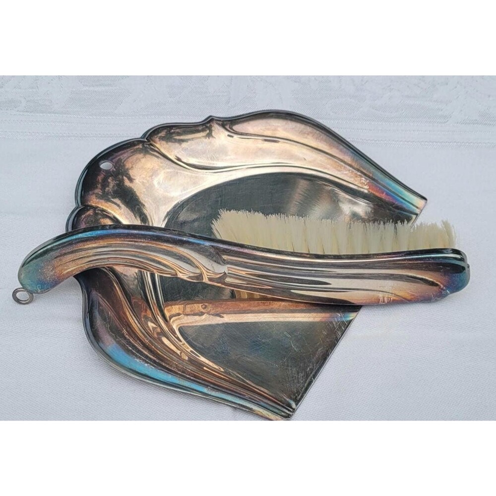 Silver Plate Crump Tray and Brush Set